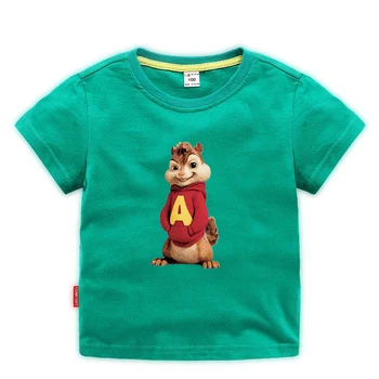 Alvin og De Jordegern t-shirt til Pige Kids Tøj Toppe Tee søde t-shirts til Børn Rød Bomuld Sommeren kortærmede Toppe Bomuld