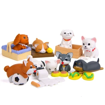 Sjov Hund Figurer Sæt Søde Hvalp Dyr Miniature Model Samleobjekter Dukker Legesæt Lille Kæledyr Anime Tal Kids Legetøj 8stk