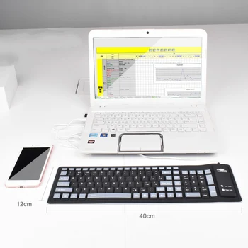 103 Nøgler Sammenklappelig Støvtæt Blød Silikone Gaming Tastatur til Laptop/Computer