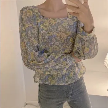 Koreansk Tøj Toppe Vintage Blomster Løs Elegance 2020 Sommeren Streetwear Kvinder Shirts Nyeste Kontor Dame Bluse Blusas 10144