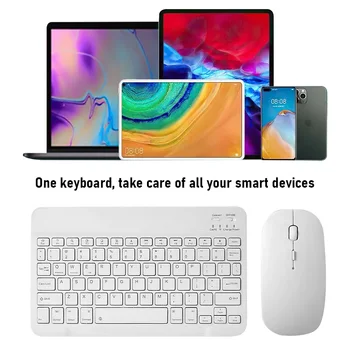 SPASH Universal Bluetooth-Mus og Tastatur Sæt Ultra Tynde Bærbare Trådløse Mus Tastatur Til Computer, Laptop, Tablet, mobiltelefon