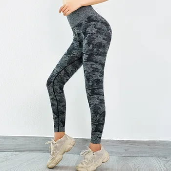 CHRLEISURE Kvinder Camouflage Yoga Bukser med Høj Talje Militære Stil Sport Leggings Fitnesscenter Slim Fit Joggingbukser Kører Fitness Bukser