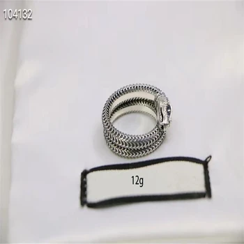 925 sterling sølv nyt retro slange ring, klassisk micro-label, retro kunstneriske farve