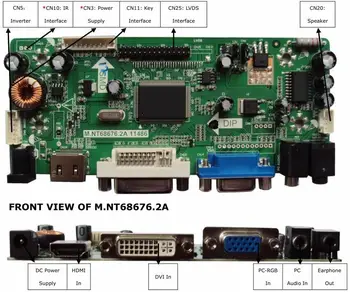 Yqwsyxl Control Board Monitor Kit for LP140WH4-TLC1 HDMI+DVI+VGA-LCD-LED-skærm-Controller Board-Driver