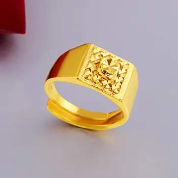 22K Solid Gul Guld Fine Smykker, Ring for Mænd Hiphop Part Luksus Ring Mænd Ingen Resizable Bryllup Sterling Guld Trendy Vielsesring