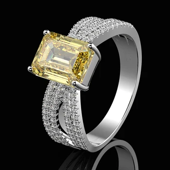 Mode 925 Solid Sterling Sølv Citrin Diamanter, Ædelsten Bryllup Engagement Hvid Guld Ring Fine Smykker Engros