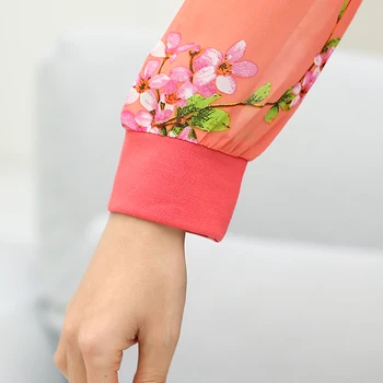 New Høj Kvalitet, Mode Kvinder Shirts Chiffon Langærmet Bluser Plus Size Mor Tøj Dame Blomster Pullover Toppe