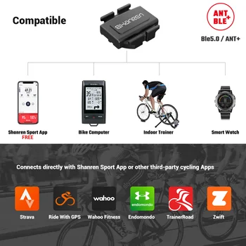 SHANREN Hastighed Kadence Sensor Bluetooth ANT+ Trådløs Cykel Cykel Sensor Sensor er Kompatibel med Zwift