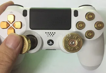 Til Sony Playstation Dualshock 4-Controller, Guld Dpad + Messing Analoge styrepinde + 9mm Kugle Knapper Mod Kit Til PS4 Kontrol