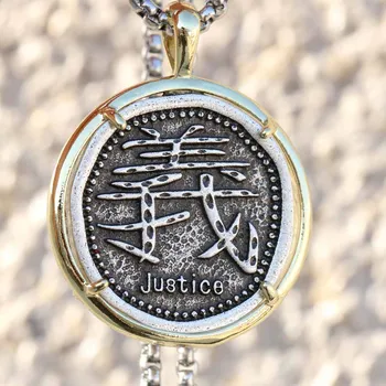 Kinesiske Tegn Halskæde Bedste Ven Mænd Mandarin Oriental Tegn for Retfærdighed, Kærlighed Symbol Smykker
