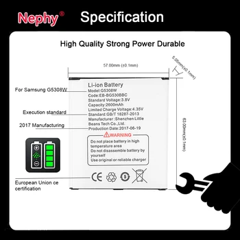 Nephy Nye Originale Batteri EB-BG530BBC Til Samsung Galaxy Grand Prime G530 G530F G530FZ G530H G5308W G531 G531h J3 2016 J5
