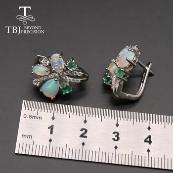 TBJ , Nye farverige Opal emerald gemstone øreringe 925 sterling sølv naturlig gemstone fine smykker til kvinder daglige slid gave