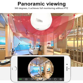 N_eye 4MP Pære Lys, Kamera, WiFi Panoramaudsigt over IP-Overvågning med Motion Detection-IR Night Vision To-Vejs Lyd til hjemmet
