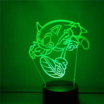 Anime-Sonic The Hedgehog 3D Action Figurer Visuelle Night Lights, LED Skiftende Nyhed Sonic bordlampe Figur Legetøj Xmas Gave Toy