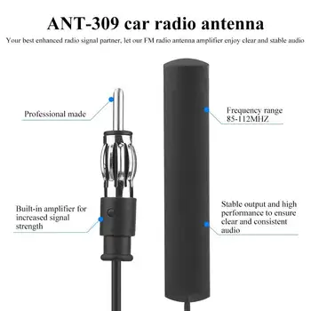 ANT-309 Bil Radio Antenne - Universal Bil FM-Radio Antenne Patch Sort Radio Antenne Forstærker til Antenne Forrude Mount 85-112M