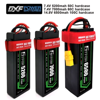 GTFDR Lipo Batteri 2S 4S 7.4 V 5200mah 50C/7.4 V 7000mah 60C/ 4S 14,8 V 6500mAh 100C Hårdt Tilfældet For 1:8 1:10 RC Buggy Truggy Bil
