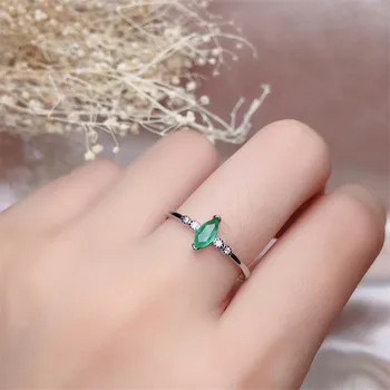 WEAINY Naturlige Smaragd Ringe til Kvinder Classic s925 Sterling Sølv Smykker, Bryllup, Engagement Ring Gemstone Fine Smykker Gave