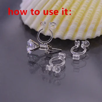 100pcs Allergivenlige Plastik Gennemsigtig Øreringe Klip Ear Pin-kode Ændre øreklips Converter DIY-Øreringe Finde