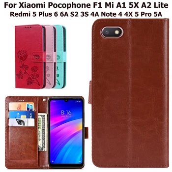 Funda Tilfældet For Xiaomi Pocophone F1 Mi A1 5X A2 Lite Redmi 5 Plus 6 6A S2 3S 4A Note 4 4X 5 Pro 5A Flip Phone Cover Capa Sag
