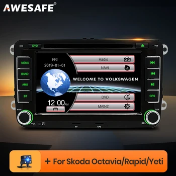AWESAFE 2 Din 7 Tommer Bil DVD-Afspiller Bil radio For Skoda/Octavia/Roomster/Fabia/Yeti/Seat/Altea/VW/Polo Bil Radio GPS-Autoradio