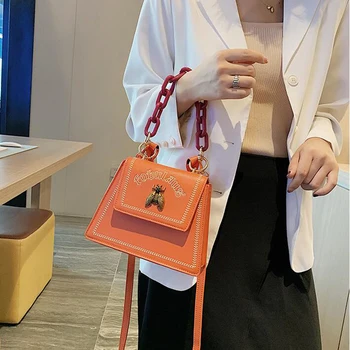 Luksus Kæde Crossbody Tasker til Kvinder 2019 Mode Bee Kvindelige Skulder Tasker Læder Messenger Bag Damer Kæde Klap-Pladsen Bag