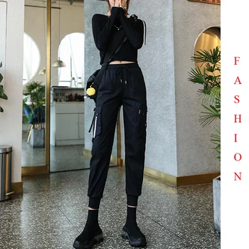 EACHIN Fashion Kvinder Harem Bukser, Casual Løs Cargo Bukser Kvindelige Høj Talje Ankel Længde Joggere Vinter Streetwear Sport Varme