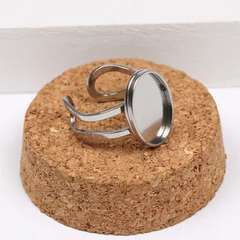 Reidgaller 5pcs rustfrit stål cabochonslebet ring indstillinger 13x18mm oval base skuffe tomme for ringe at gøre diy smykker resultater