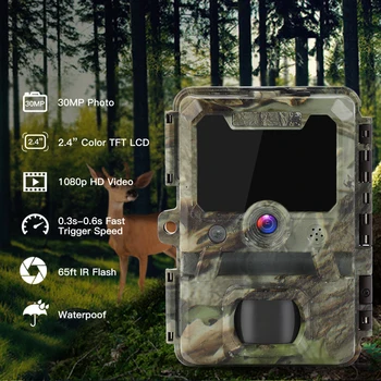 Boblov 1080p 30MP HD Jagt Trail Kamera Gård Hjem Scouting Night Vision Fælde 0.3 s Udløse Dyreliv Kamera Overvågning