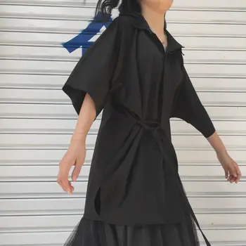 Skjorter Kvinder Sommer Kimono Bluser Solid All-match Japansk Dame Harajuku Bandage Design Retro Chic, Stilfuld Ren og skær Sælger Toppe
