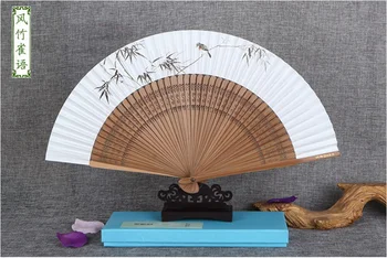 Kinesisk hånd fan bambus træ korn af papir udskrivning håndlavet folde fan Bryllup hånd fan eventail en af de vigtigste Gave folde fan