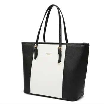 Stor Taske 2020 fashion kvinder pu læder håndtaske kort skulder taske sort hvid stor kapacitet luksus tote shopper taske designer