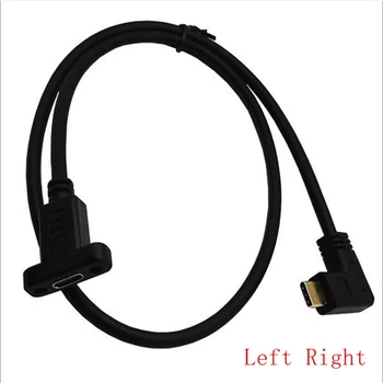 USB-C-Type-C mandlige og kvindelige udvidelse data kabel 90 grader højre vinkel 16 + 1, forgyldt, panel montering skrue hul 10Gbps