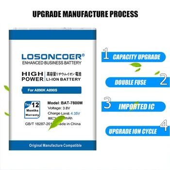 Oprindelige LOSONCOER 4450mAh BAT-7800M Høj Kvalitet Batteri TIL HIMLEN PANTECH VEGA A890 A890L A890K A890S Batteri