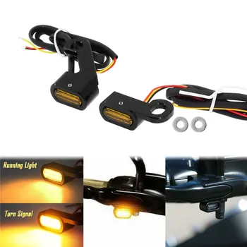 Motorcykel Mini LED blinklys Indikatorer, der Kører Blinker Gult Lys Med E-Mærket Greb Lampen For Harley Softail Touring