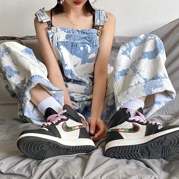 Jumpsuits til Kvinder Wide-ben Tie Dye Løs Høj Talje Streetwear Hip-hop Harajuku Kvindelige Bukser Alle-passer til Afslappede Fashion-Chik Ny