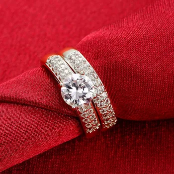 YINHED Bryllup Bands Ringe Sæt Massiv 925 Sterling Sølv 1.5 Karat Sona CZ Diamand Engagement Ring for Kvinder ZR284