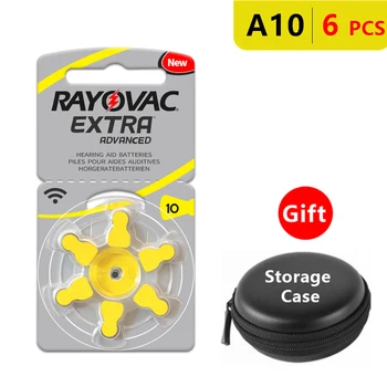 Høreapparater Batterier Størrelse 10 za Rayovac Ekstra Avanceret,Pakke med 6,Gul Fane PR70 1.4 V Type A10 Zink-Luft Batteriet