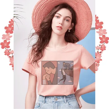 Min Hjerne, Min Angst Print Pink T-Shirt Sjove Fortræd Spoof Personlighed Vogue Summer Harajuku Casual Løs Kvinder Top Tøj