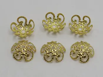 500 Golden Filigran 5-Kronblade Blomster Perle Caps 10mm Passer 10-12mm Perle Smykker med at Finde