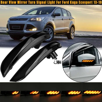Parret Dynamisk Røget Rear View Mirror, Blinklys Lys For Ford Kuga Ecosport 2013-2019 Bakspejlet Indikator Blinker Lys
