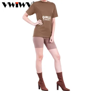 TUREN Trykt Mode Bomuld Kvinder, Løs T-shirt T-shirt, Toppe, t-stykkerne, Kort Ærme t-shirts Afslappet Nat Klub Tøj