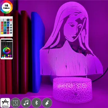 App Control Jomfru Maria 7 Farver 3d Led Nat Lys Home Party Dekoration Børn Studere Event Cool Akryl bordlampe