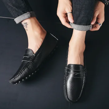Mænd Loafers Sko Split Læder Mode mokkasiner Høj Kvalitet Casual Læder Sko Blød Lejligheder Komfort Mænd Kører Sko