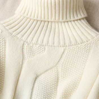 Visne Vinter Trøjer Kvinder England Kontor Dame Mode Vintage Snoet blomst Løs Rullekrave Sweater Kvinder Trøjer Toppe