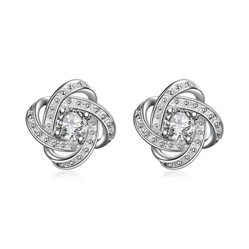 Engros mode 925 Sterling Sølv smykker udsøgt zircon crystal charm ædle stud øreringe til kvinder dame bryllup E029