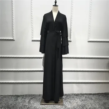 Arabisk-Muslimske Abaya Kjole Kvinder Flæser Kaftan Multi-lag Flare Ærmet Kaftan Lang Robe Kimono Jubah Islamiske Tilbedelse Maxi Kjoler
