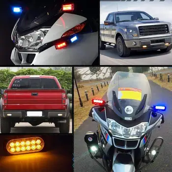 LED Advarsel Strobe gult Lys til Bil, Varevogn, Lastbil, Jeep Afhentning Motorcykel 12-24V 12LED Vandtæt Nødsituation Strobe Markør Lys