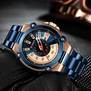 Oktober nye CURREN avanceret design herreur, sporty stil bærbare blå ur, vandtæt mænds mekanisk ur
