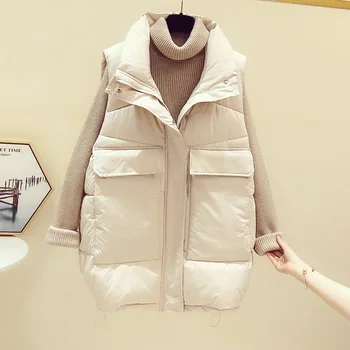 Ned bomuld vest women ' s efterår/vinter 2021 nye koreanske version af løs urban casual revers lynlås cardigan vest jakke, vinter
