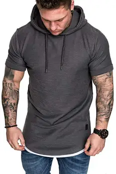MRMT 2021 Helt Nye Mænd Hættetrøjer Sweatshirts Casual Mode Ren Farve Pullover til mænd Kort Ærme Hoodie Sweatshirt